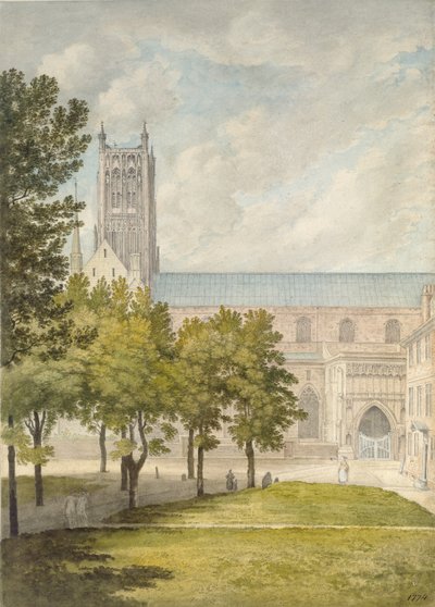 Worcester Cathedral, sandsynligvis 1774 (akvarel over grafit, på papir) af John Baptist Malchair